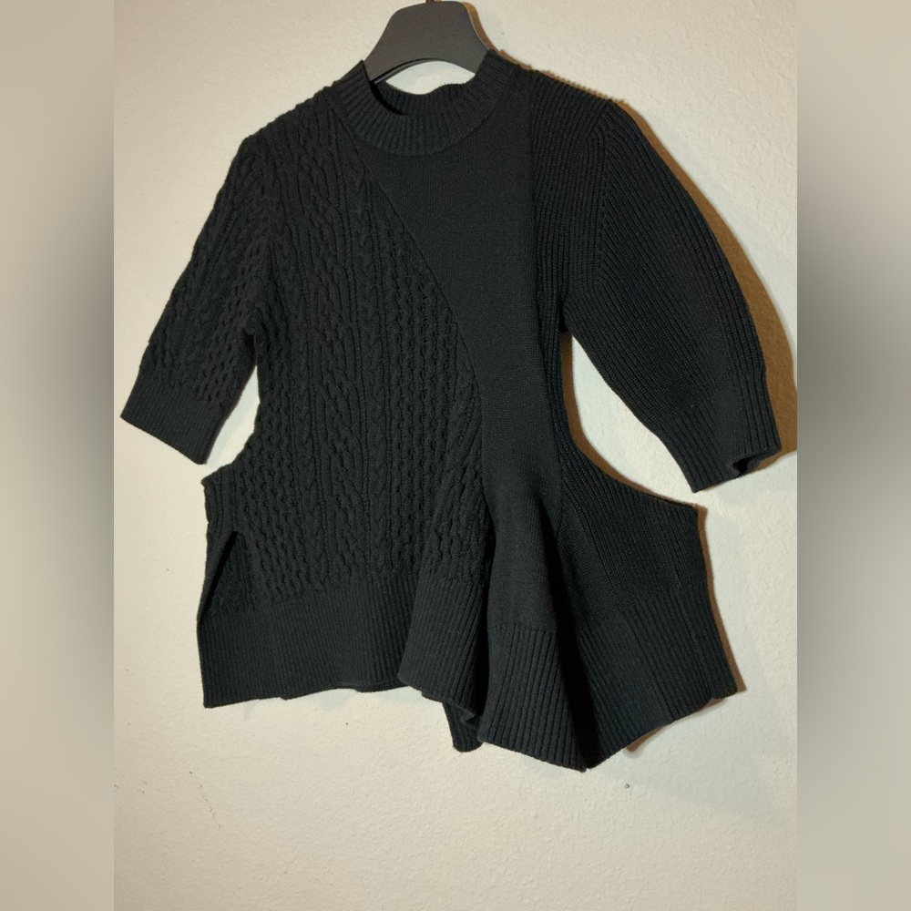 NWOT SACAI Cable Knit Flared Top - Black SIZE 1 (S) - Picture 9 of 12